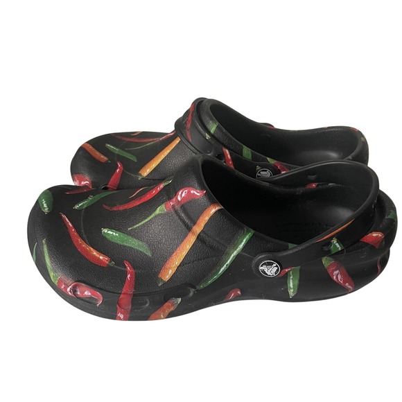 Crocs Bistro Clog Men 8 Hot Chili Pepper Black Slip On Shoe Slip Resistant Strap - Picture 3 of 10